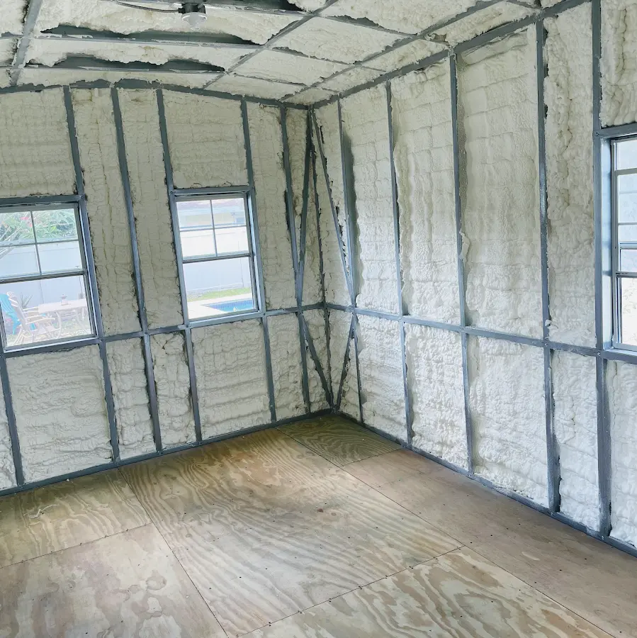Closed-cell spray foam insulation applied to wall cavities in a residential project in Ahuimanu